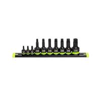 GRIPEDGE Tools - Juego de destornilladores de estrella de impacto R.P.T. de 10 piezas, tamaños T20 - T60 | 1/4 pulgadas - 3/8 pulgadas - 1/2 pulgadas | Fabricado con acero Cr-Mo | Incluye riel de