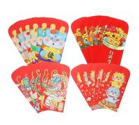 GRIRIW 24 Piezas Sobres Rojos con Diseño de Dragón para Año Chino Bolsas de Dinero Suerte Paquete de Unidades para Regalos y Celebraciones Festivas