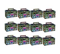 GRIRIW Cajas de Papel para Dulces Retro Años 80, Caja de Obsequio Multifunción, 12 Unidades, Diseño Vintage Patrón Cassette, Suministros para Fiestas Temáticas y Envoltura de Regalos
