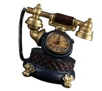 GRIRIW Modelo de Teléfono Retro Dorado de Resina, Reloj Sobremesa Decorativo Vintage, Adorno Hogar para Oficina y Sala, Decoración de Escritorio y Repisa, Obsequio Elegante