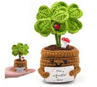 Griwuut Amuleto de la suerte de punto trébol de cuatro hojas, flor de ganchillo Pocket Hug, regalo de ánimo positivo, pequeño agradecimiento y regalo de calendario de Adviento como sustituto de la