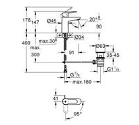 Grohe 23 559 000 Bauedge Grifo Monomando Lavabo Cromo