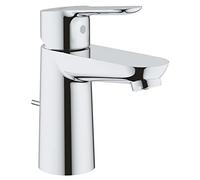 Grohe 23802000 - Bau Edge Grifo De Lavabo Con Barra De Tracción, Vaciador Automático, Sistema De Ahorra De Agua, Plata, S