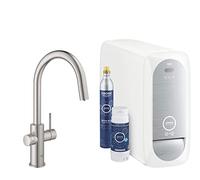 Grohe 31541DC0 Blue Home Starter Kit grifo de cocina con filtro de agua, caño en C, Acero inoxidable
