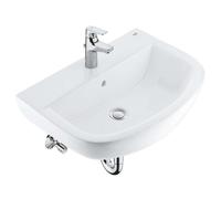 Grohe Bau Ceramic - Juego de lavabo 60 cm y grifo Start Flow con desagüe, blanco alpino/cromo 39472000