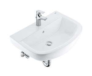 Grohe Bau Ceramic - Juego de lavabo 60 cm y grifo Start Flow con desagüe, blanco alpino/cromo 39472000