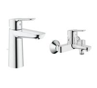 GROHE BauEdge - Grifo de Baño y ducha, Cromo + BauEdge Grifo de Lavabo (Tamaño M, Cromo)