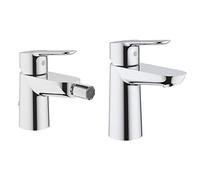 Grohe Bauedge - Grifo de Bidé con Cadenilla Ref. 23332000 + Bauedge - Grifo de Lavabo de Baño Para Instalación en Un Solo Agujero. Incluye Sistema de Ahorro de Agua (23330000)