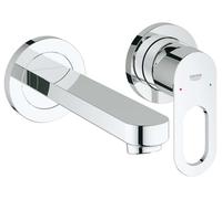 Grohe BauLoop - Grifo empotrado de lavabo, con cuerpo de montaje, 2 orificios, cromo 20289000