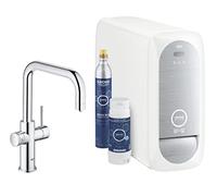 GROHE Grifo de fregadero monomando Blue Home 31456001, caño en U 223 mm, filtro y enfriador cromo