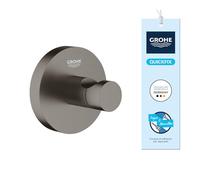 GROHE Colgador Start (metal, fijación oculta, incluye tornillos y tacos, extrafácil de instalar con QuickGlue), tamaño 45 mm, antracita Brushed Hard Graphite, 41173AL0