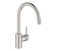 Mezclador monomando de fregadero Grohe Concetto, 215 mm de proyección, alto, extraíble, giratorio, función Easy Docking, 32663DC3, Color: súper acero