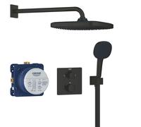 Grohe - Conjunto de ducha con termostato empotrado, con cuerpo de montaje, 25x25 cm, 2 chorros, negro mate 348822430