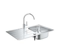 Grohe - Conjunto de fregadero K200 y grifo BauEdge, acero inoxidable cepillado/cromo 31562SD1
