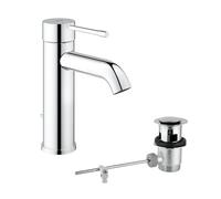 GROHE Essence - Grifo de lavabo con ahorro de agua (monomando de baño con vaciador automático, 17 cm de altura, instalación sencilla, acabado duradero), cromo, 23589001