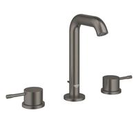 Grohe Essence - Grifo de lavabo, con desagüe, instalación de 3 orificios, Hard Graphite cepillado 20296AL1