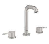 Grohe Essence - Grifo de lavabo, con desagüe, montaje de 3 orificios, supersteel 20296DC1