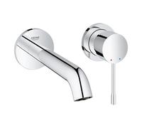 Grohe Essence - Grifo de lavabo de doble agujero con sistema de montaje en pared, kit para montaje final, cuerpo empotrado no incluido, tecnología Grohe EcoJoy, aireador Grohe AquaGuide (19408001)