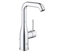 GROHE Essence, Mezclador de lavabo alto, ahorro de agua (Grifo para el baño, con desagüe automático, 24 cm de alto, acabado duradero, fácil instalación en el lavabo), acero inoxidable, 32628DC1.