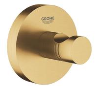 GROHE Essentials - Gancho para albornoz, colgador de toallas de baño montado en pared (metal, fijación oculta, incluye tornillos y tacos, apto para atornillar o pegar), Oro Cepillado, 40364GN1