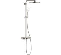 Grohe Euphoria conjunto de ducha a pared con termostato con rociador con efecto lluvia SuperSteel 26507DC0