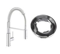 GROHE Get Grifo monomando para fregadero (con ducha extraíble) + Concetto Placa base