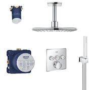 GROHE Grohtherm SmartControl- Set de ducha con termostato (ducha de techo cuadrada 31cm, termostato empotrado con tres válvulas y teleducha formato stick con soporte), listo para instalar, cromo
