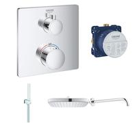 GROHE Grohtherm Smartcontrol- Set de ducha termostática (ducha mural con brazo, termostato empotrado y teleducha stick con soporte), listo para instalar, cromo