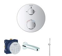 GROHE Grohtherm Smartcontrol- Set de ducha termostática (grifo para bañera, termostato empotrado y teleducha stick con soporte), listo para instalar, cromo