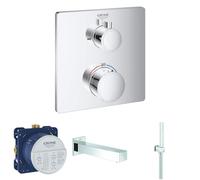 GROHE Grohtherm Smartcontrol- Set de ducha termostática (grifo para bañera, termostato empotrado y teleducha stick con soporte), listo para instalar, cromo