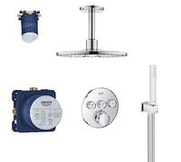 GROHE Grohtherm SmartControl- Set Ducha termostática (Ducha de Techo Redonda 31cm con 2 chorros, termostato Empotrado y teleducha con Soporte), Listo para Instalar, Cromo