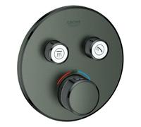 Grohe Grohtherm SmartControl termostato con dos válvulas de cierre, roseta redonda de pared, 29119AL0, Color: grafito duro cepillado