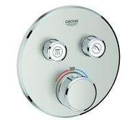 Grohe Grohtherm SmartControl termostato con dos válvulas de cierre, roseta redonda de pared, 29119DC0, Color: súper acero