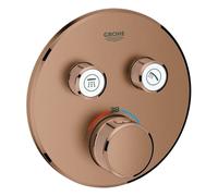 Grohe Grohtherm SmartControl termostato con dos válvulas de cierre, roseta redonda de pared, 29119DL0, Color: cálido atardecer cepillado