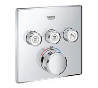 Grohe Grohtherm SmartControl - Termostato cuadrado para ducha o baño con instalación empotrada y tres válvulas, Cromo (Ref. 29126000)