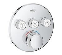 Grohe Grohtherm SmartControl - Termostato redondo para ducha y baño con instalación empotrada y tres válvulas, Cromo (29121000)
