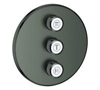 Grohe Grohtherm SmartControl Válvula oculta de 3 vías, rosa de pared redonda, 29122AL0, Color: grafito duro cepillado