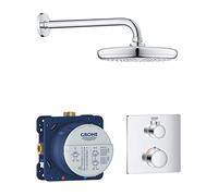 Grohe Grohtherm Tempesta - Set de ducha con termostato, cuerpo empotrado, ducha mural, brazo de ducha y teleducha, (Ref.34728000)