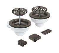 Grohe - Juego de desagüe para fregadero de 2 senos, Hard Graphite cepillado 40998AL0