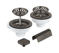 Grohe - Juego de desagüe para fregadero de 2 senos, Hard Graphite cepillado 40999AL0