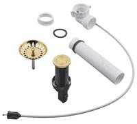 GROHE Juego de residuos emergentes (con control de empuje, colador y tapón colador Ø 35 mm de diámetro), oro cepillado, 40986GN0