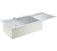 GROHE K1000, lavabo empotrado de acero inoxidable, 116 x 52 cm, con zona de escurrimiento y pila ubicada a la izquierda