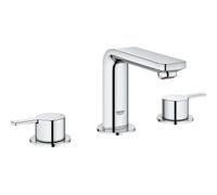 GROHE Grifo de lavabo Lineare 20304001 StarLight Chrome, 3 orificios, proyección 127 mm
