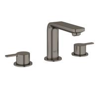 Grohe Lineare - Grifo de lavabo, con desagüe, instalación de 3 orificios, Hard Graphite cepillado 20304AL1