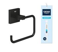 GROHE Lote Accesorio Start Cube QuickFix - Portarrollos sin Tapa + A1 QuickGlue (Metal, Montaje en Pared, Fijación Oculta, con Tornillos y Tacos), Tamaño 138 mm, Negro Mate, 409782430