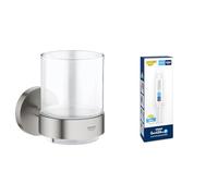 Grohe Lote Start QuickFix - Portacepillos con soporte en gris mate con Adhesivo QuickGlue A1 (pegamento sin taladrar para 1 punto de montaje), ref. 41194DC0