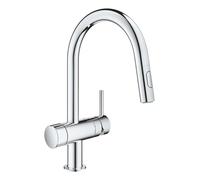 Grohe Minta - Grifo para fregadero, con válvula de cierre y ducha extraíble, Cromo 31916000