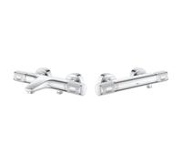GROHE Precision Feel Grifo mezclador de baño termostático + Precision Feel Grifo mezclador de ducha termostático, cromo, Watersaving, QuickFix