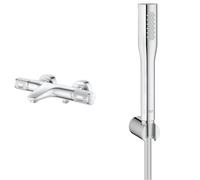 GROHE Precision Feel Termostato de baño + Euphoria Cosmopolitan Ducha de mano, cromo, watersaving, QuickFix