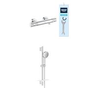 GROHE Precision Feel: Termostato Ducha + Conjunto Barra Vitalio Joy 120. Cuerpo frío, tope 38°C, alcachofa 3 chorros, manguera 1,75m y barra 60cm. Cromo (34790000 + 1348660000)